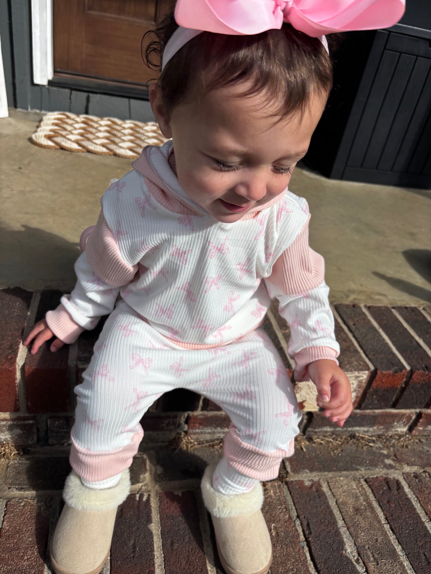 Bow color block jogger set