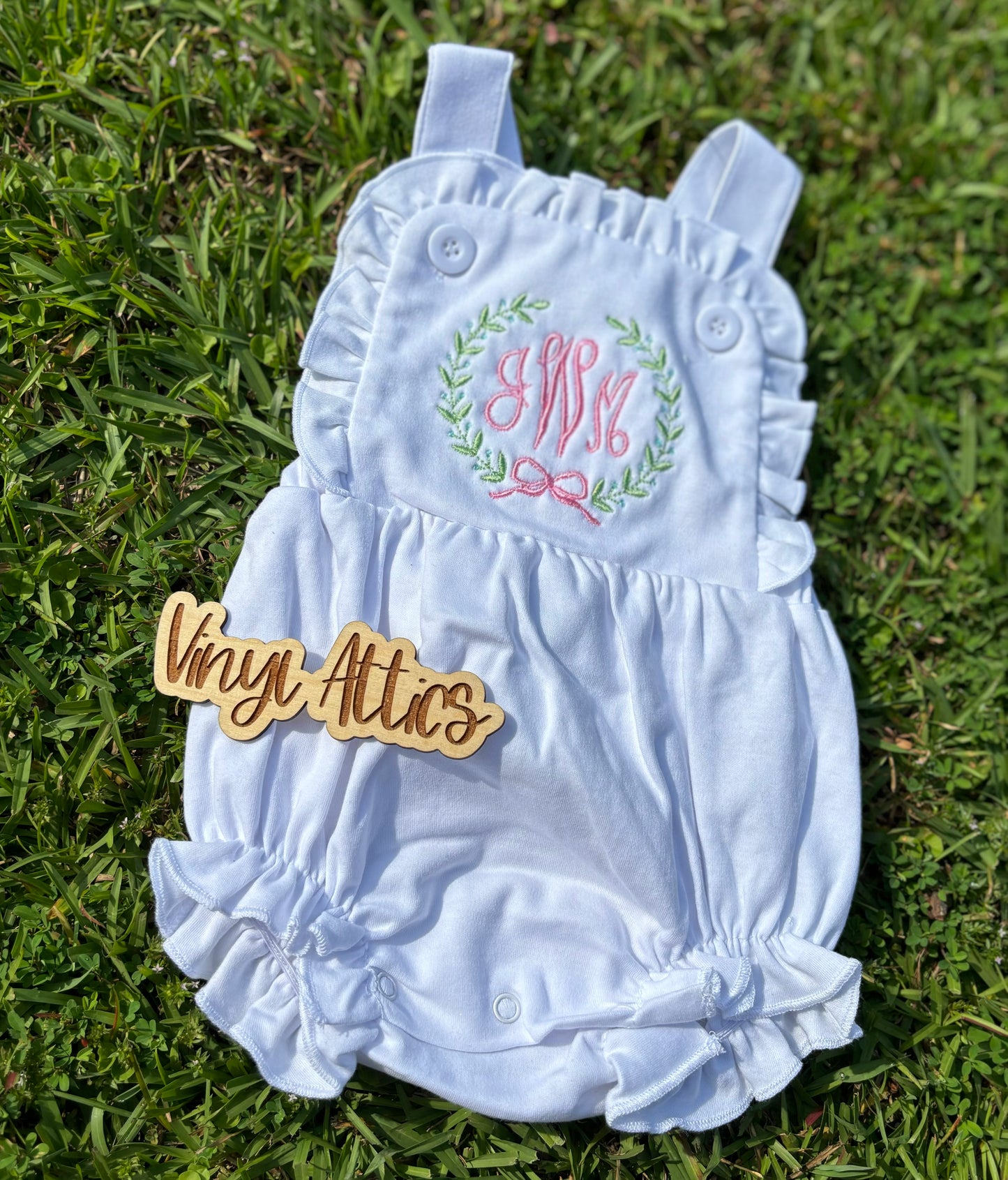 Vintage bubble monogram romper