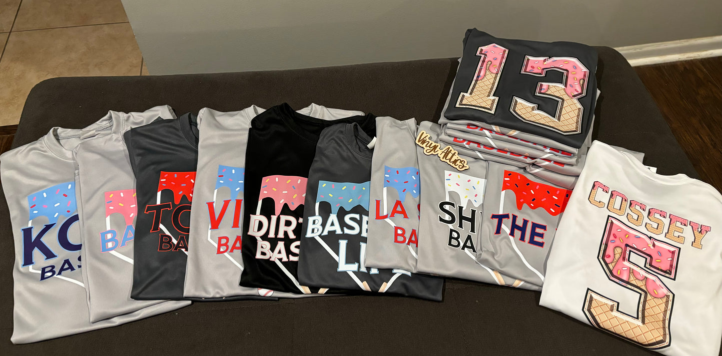 Youth baseball ice cream t-shirt