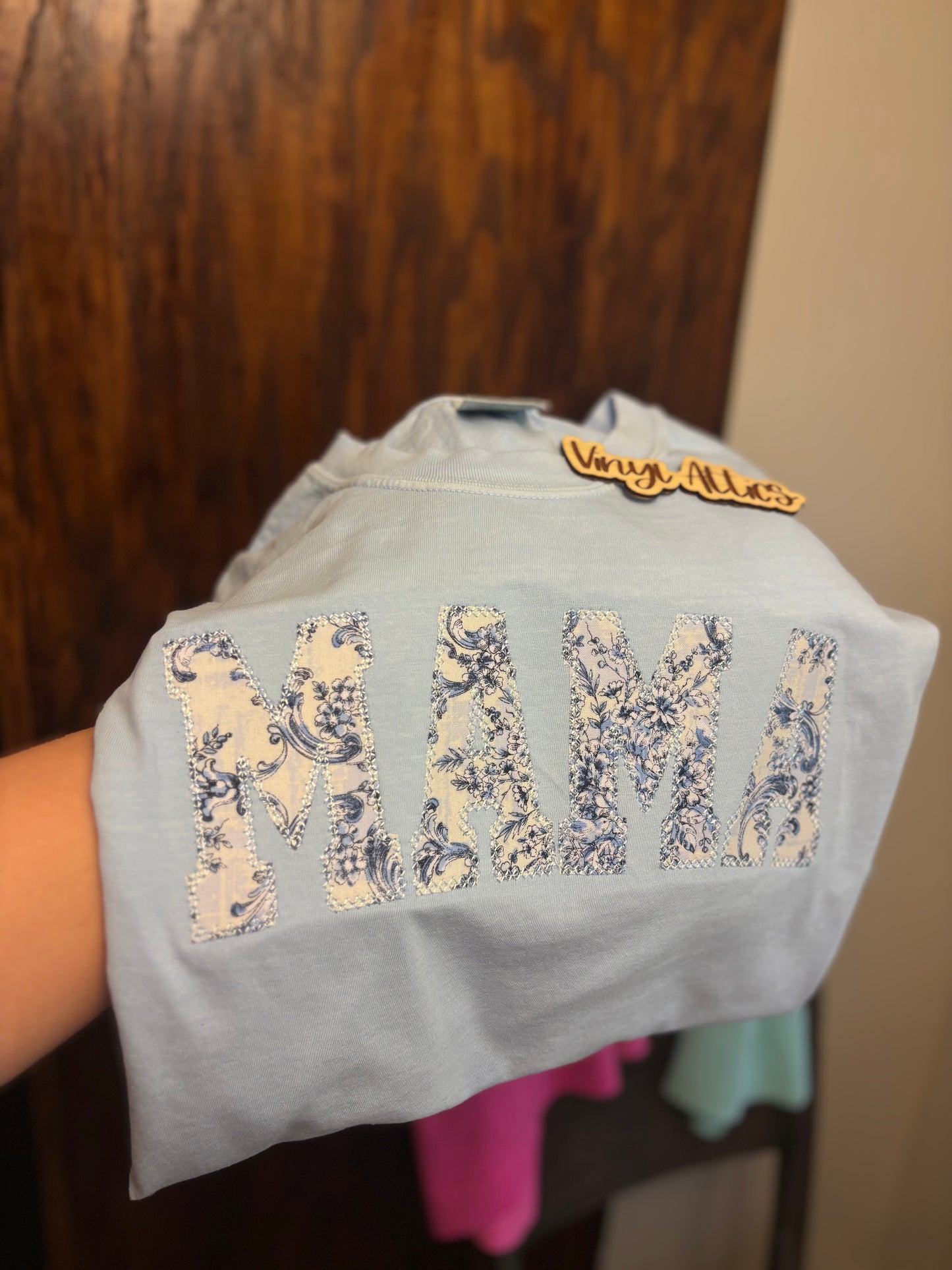Blue floral Embroidered Mama