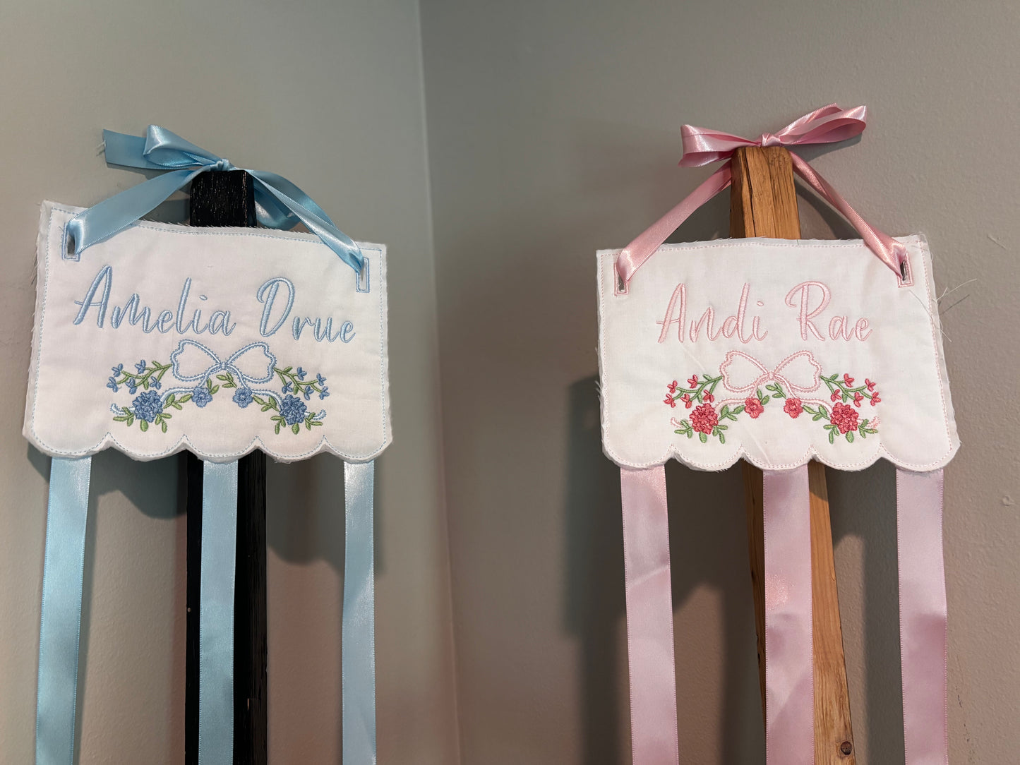 Custom embroidered bow holders