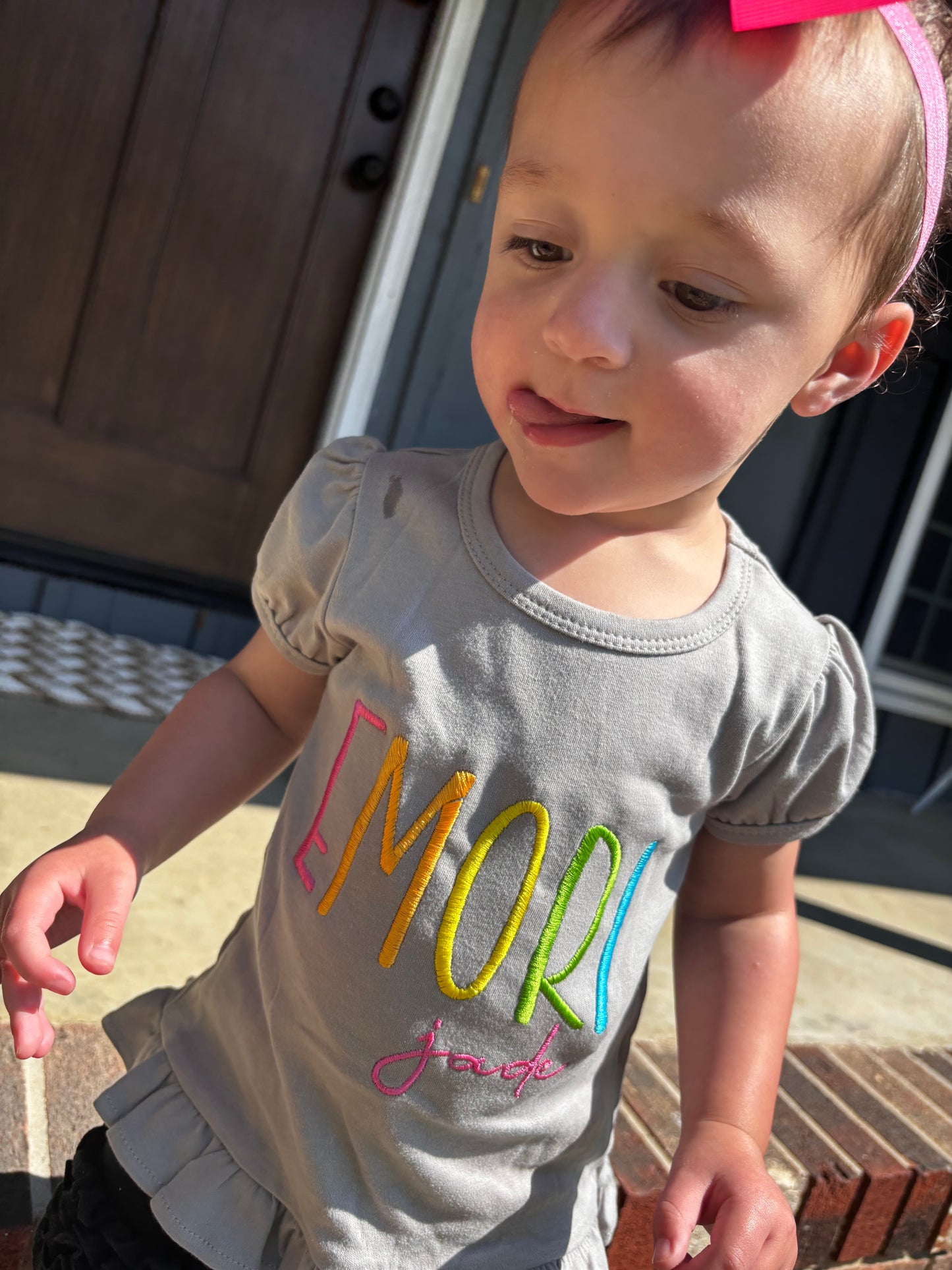 Colorful kids name ruffle shirt