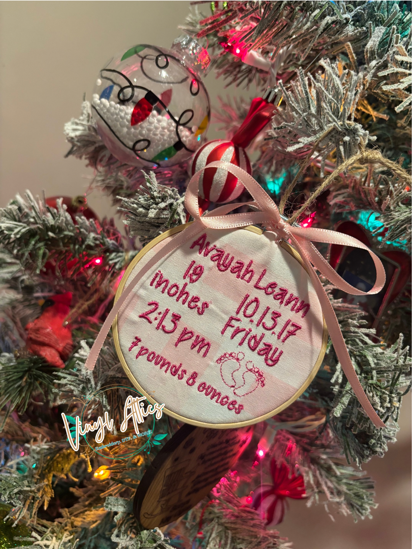 Embroidered custom ornament hoops