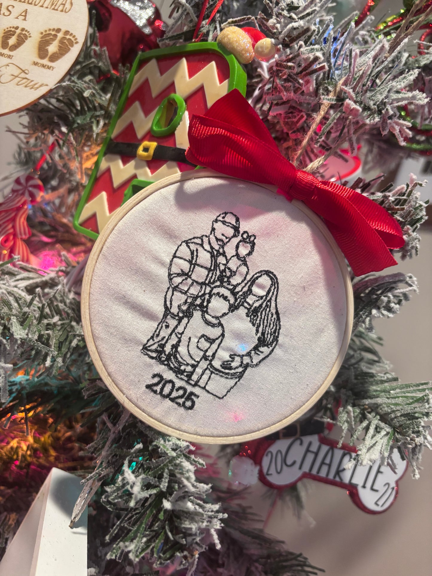 Embroidered custom portrait ornament hoops