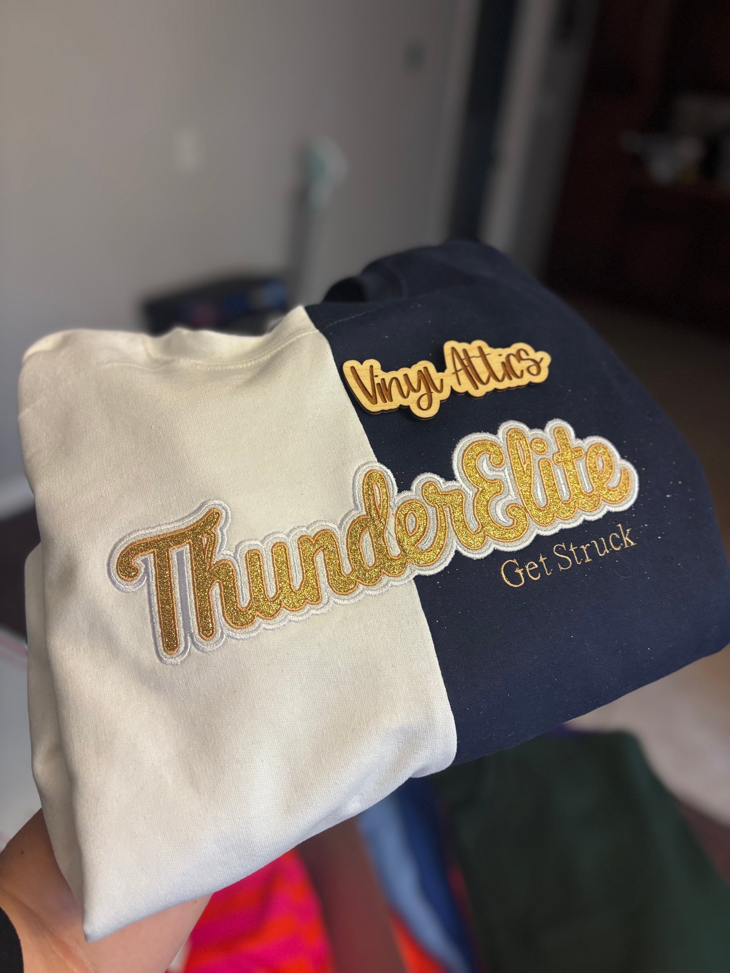 Split mascot embroidered sweatshirt