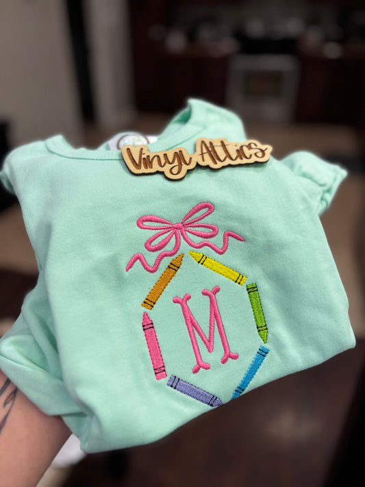 Crayon initial ruffle tee