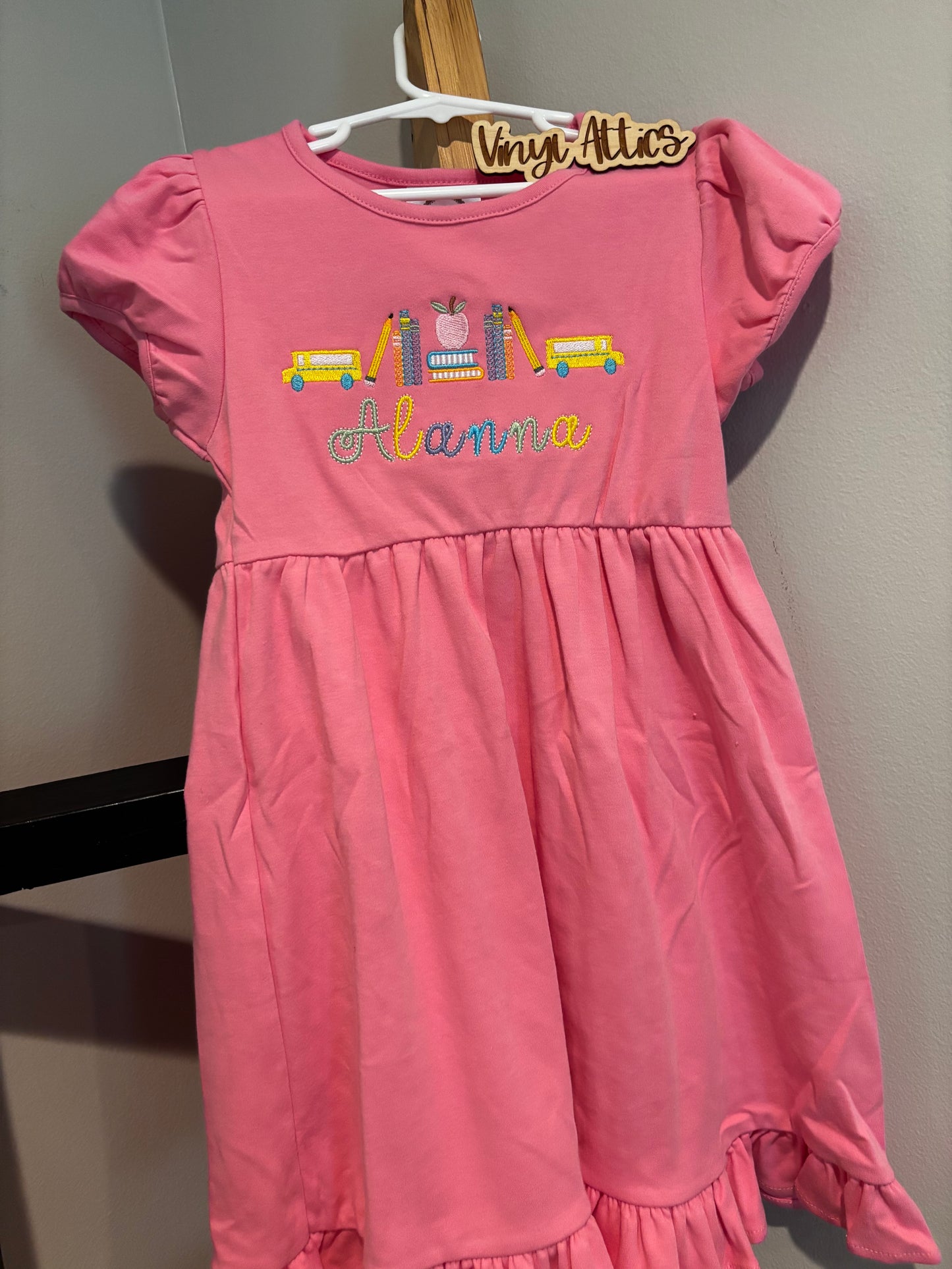 Back to school bus and books dress
