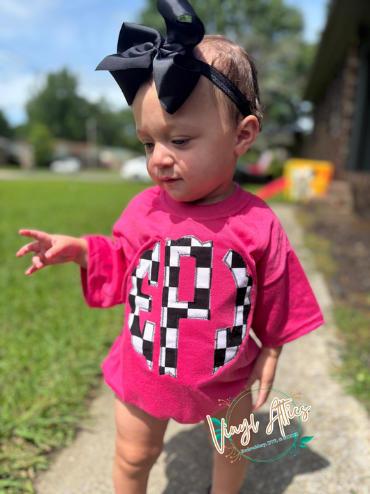 Checkered initial embroidered bubble