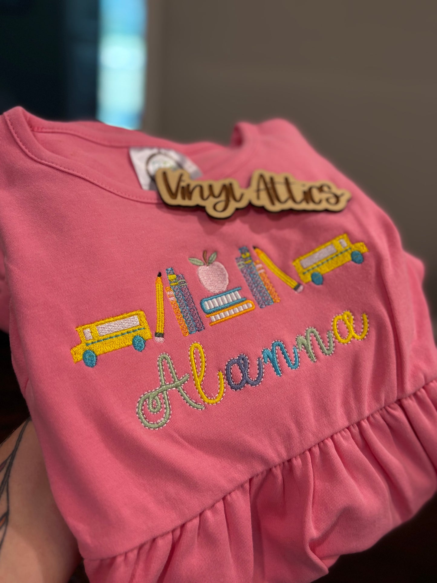 Back to school bus and books dress