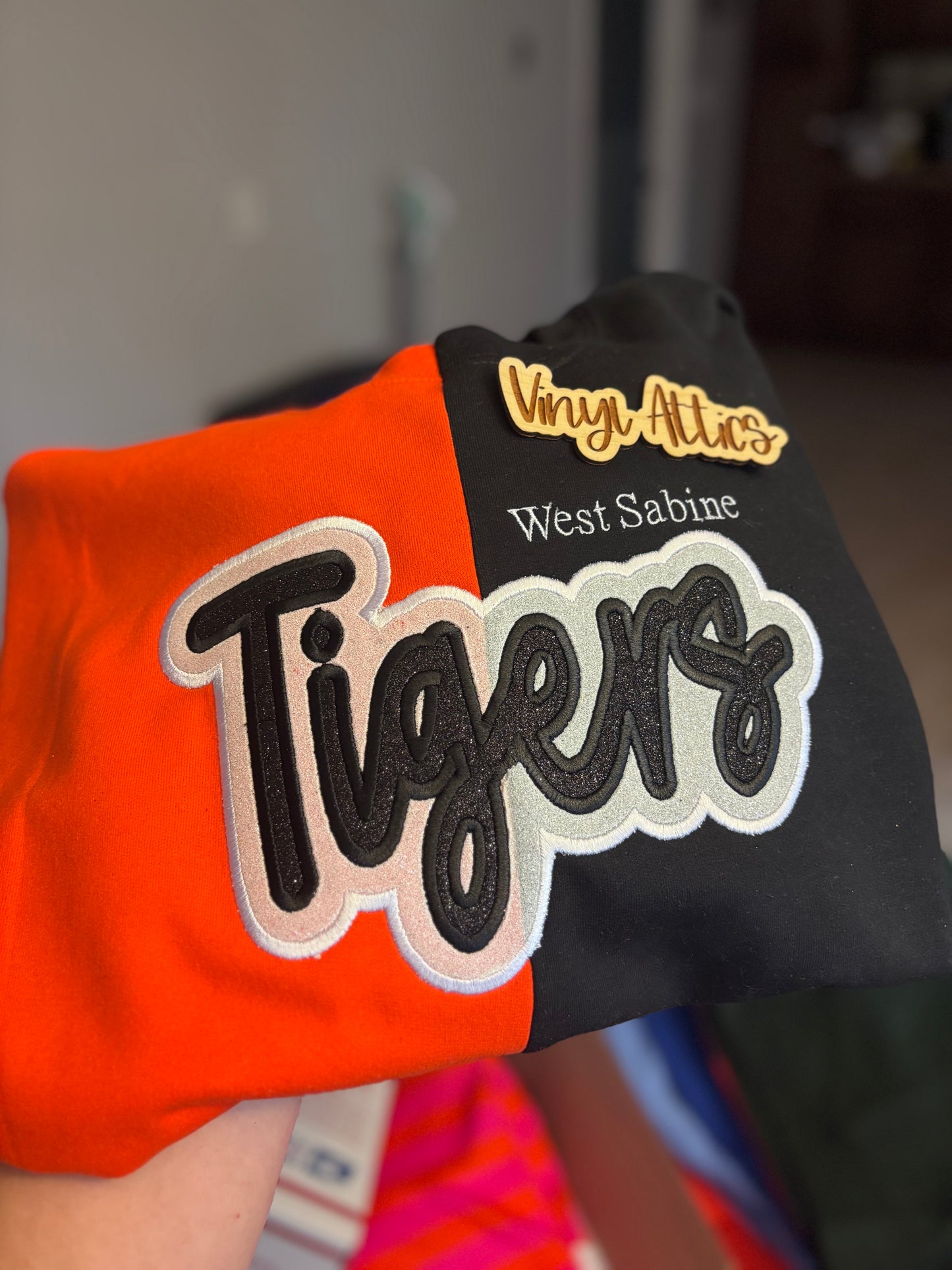 Split mascot embroidered sweatshirt