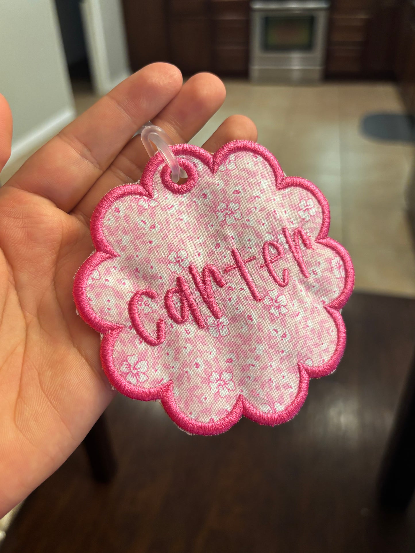 Embroidered bag tag