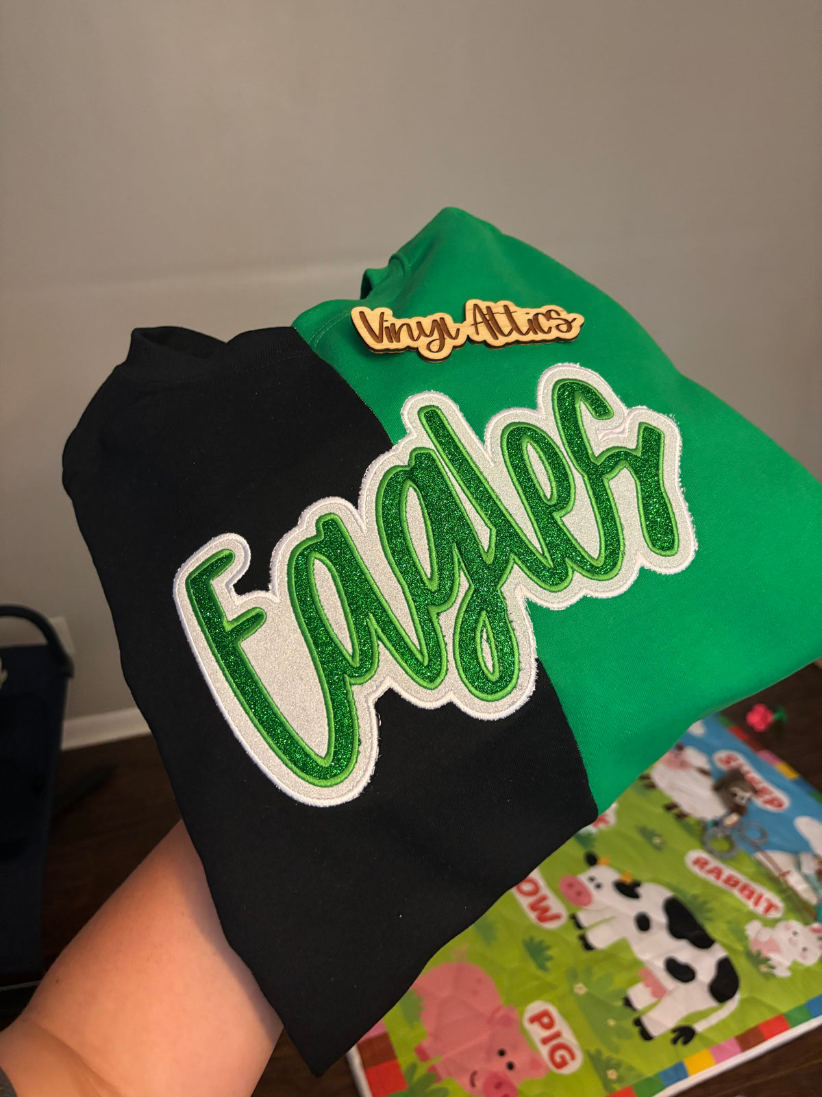 Split mascot embroidered sweatshirt