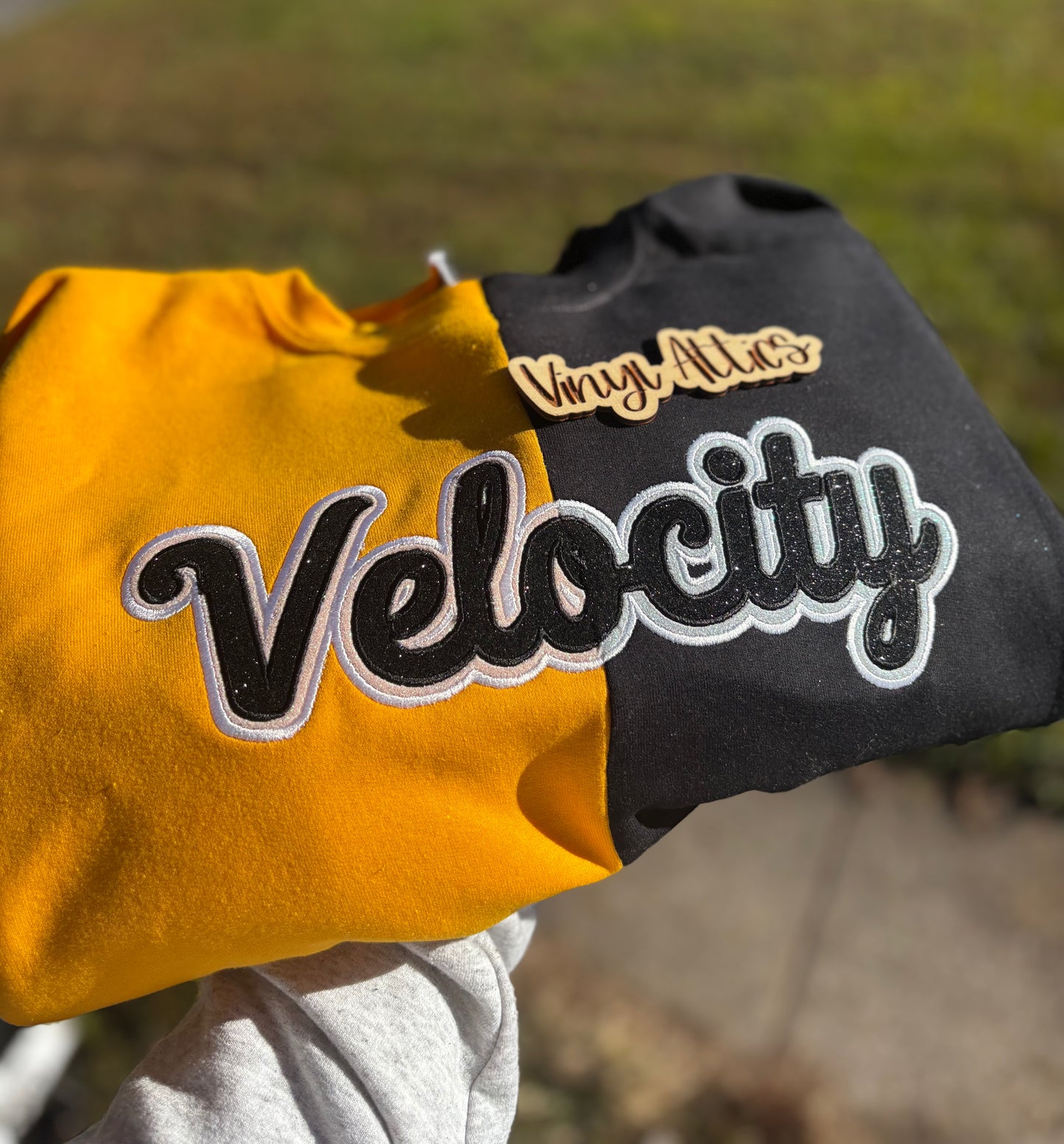 Split mascot embroidered sweatshirt