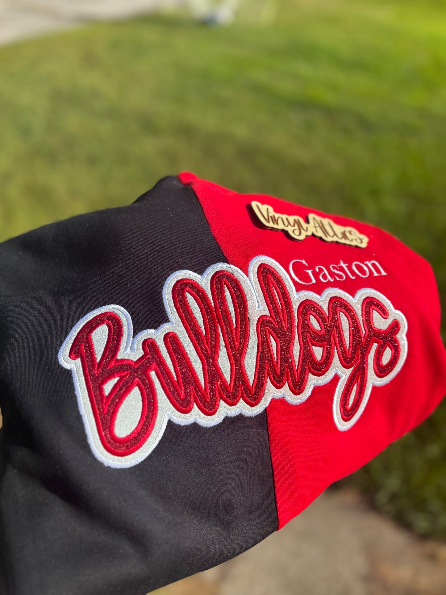 Split mascot embroidered sweatshirt