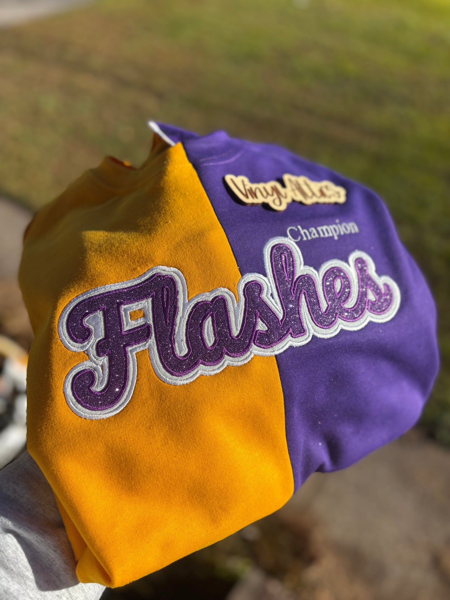 Split mascot embroidered sweatshirt