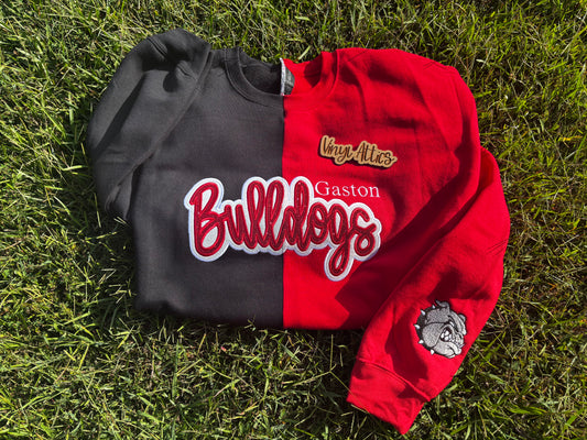 Split mascot embroidered sweatshirt