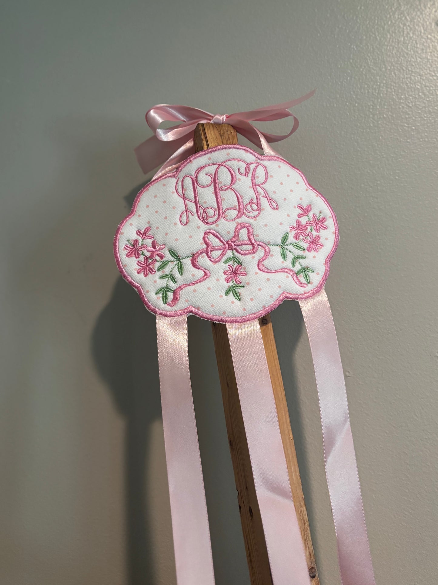 Custom embroidered bow holders