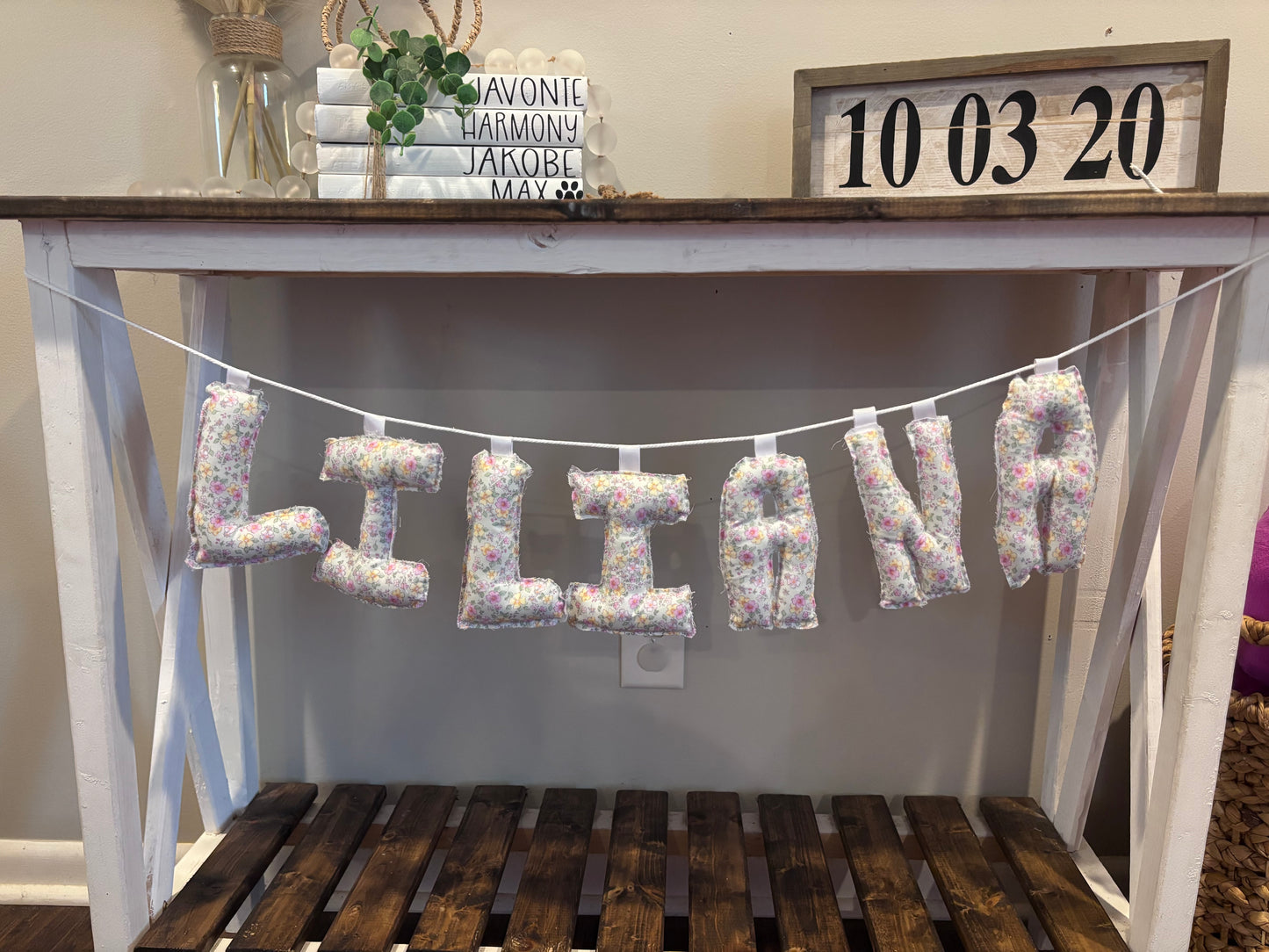 Custom sewn bubble name letters