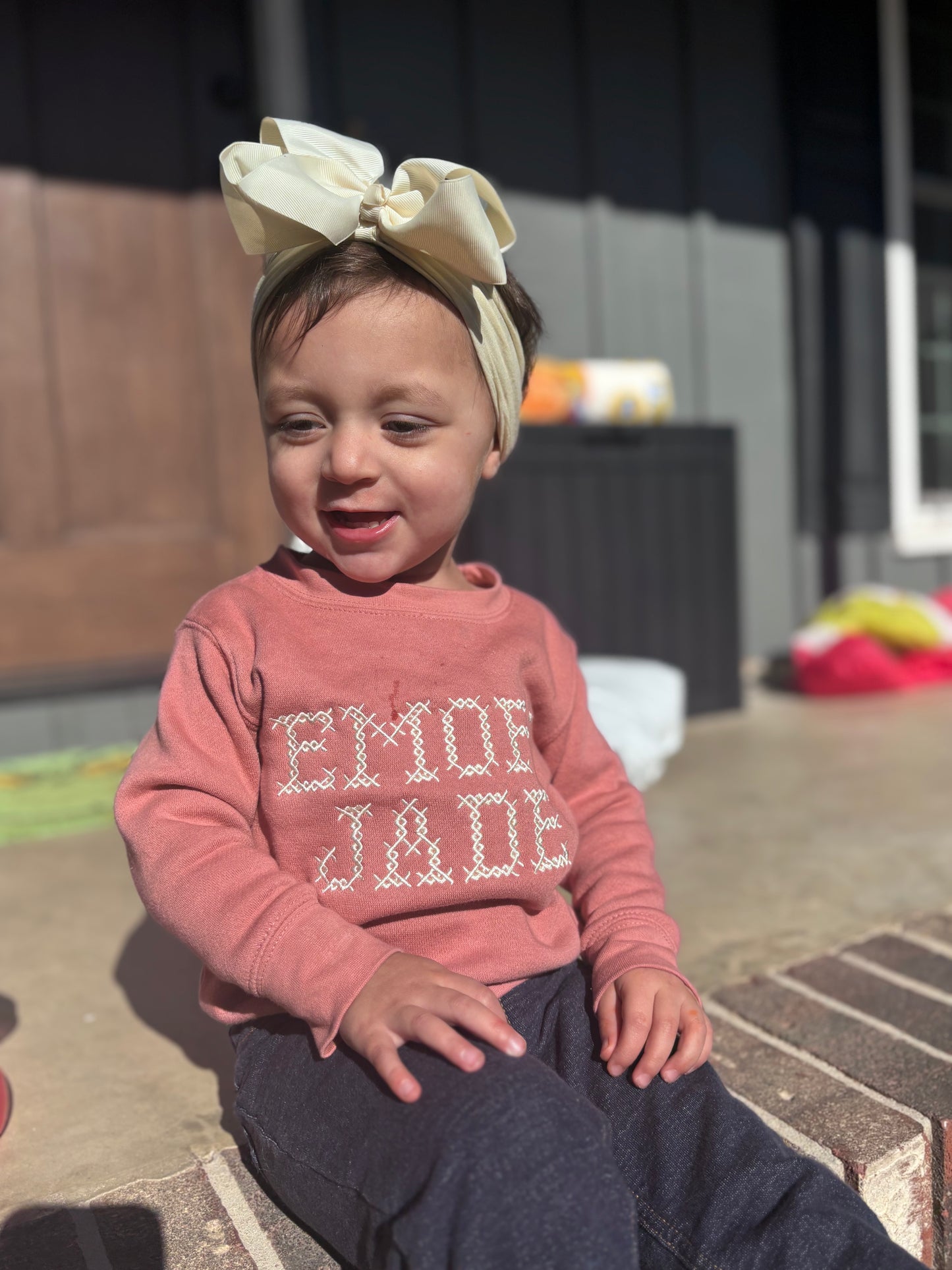 Kids cross stitch name sweatshirt