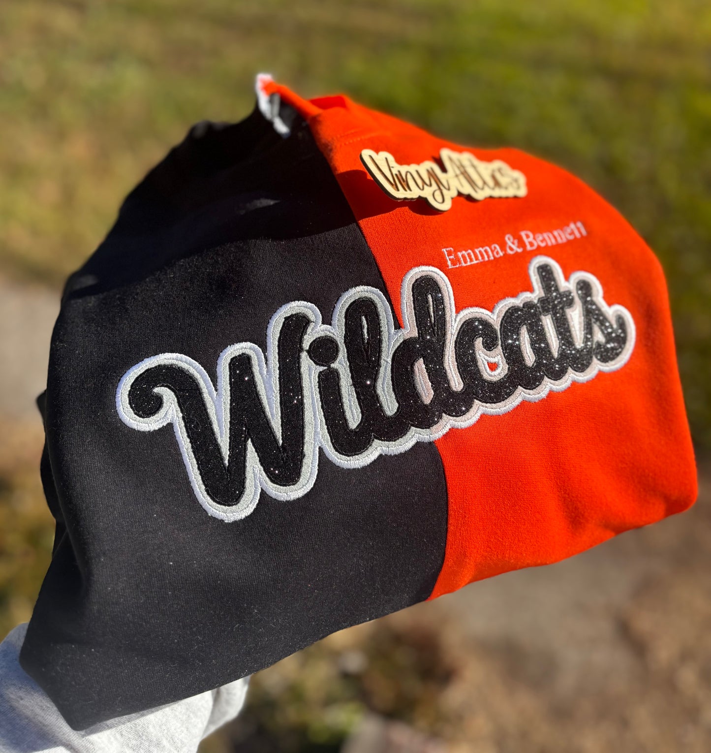 Split mascot embroidered sweatshirt