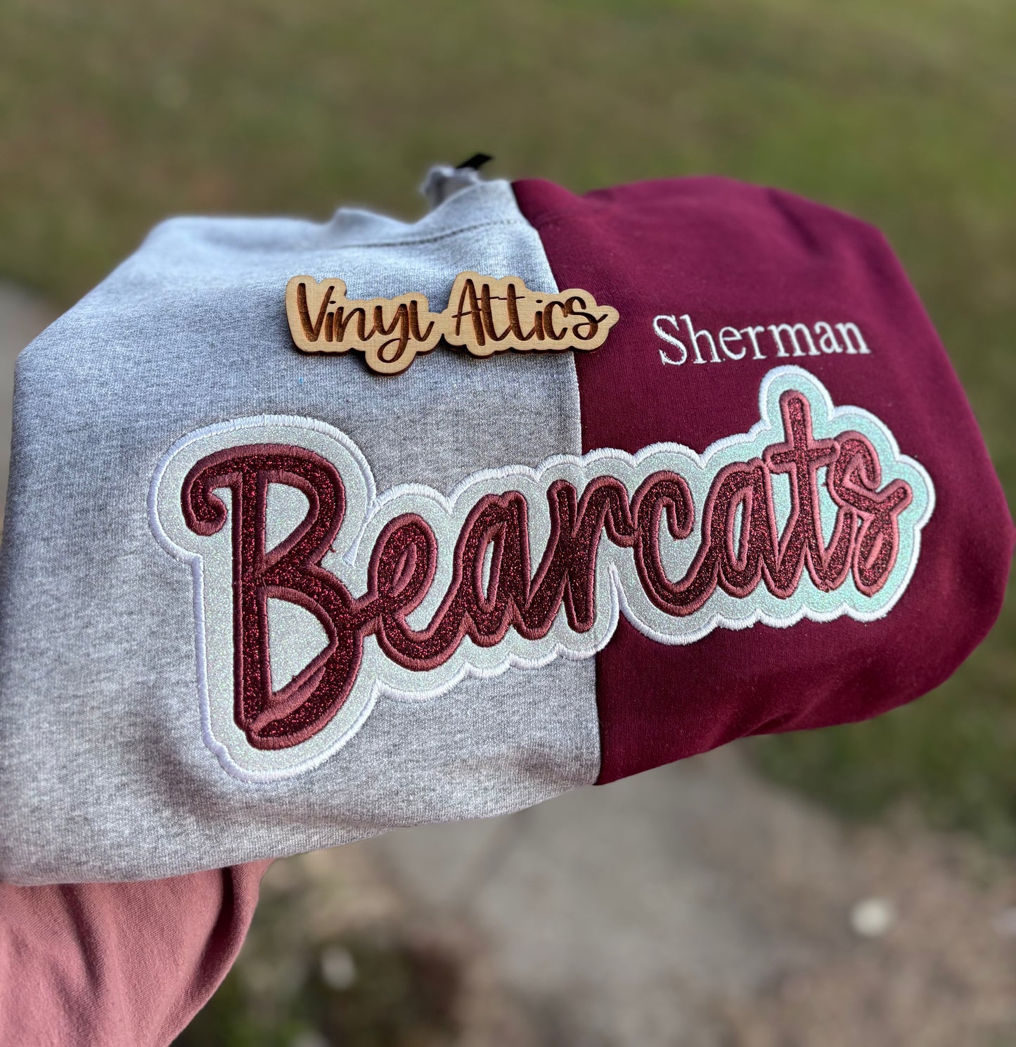 Split mascot embroidered sweatshirt