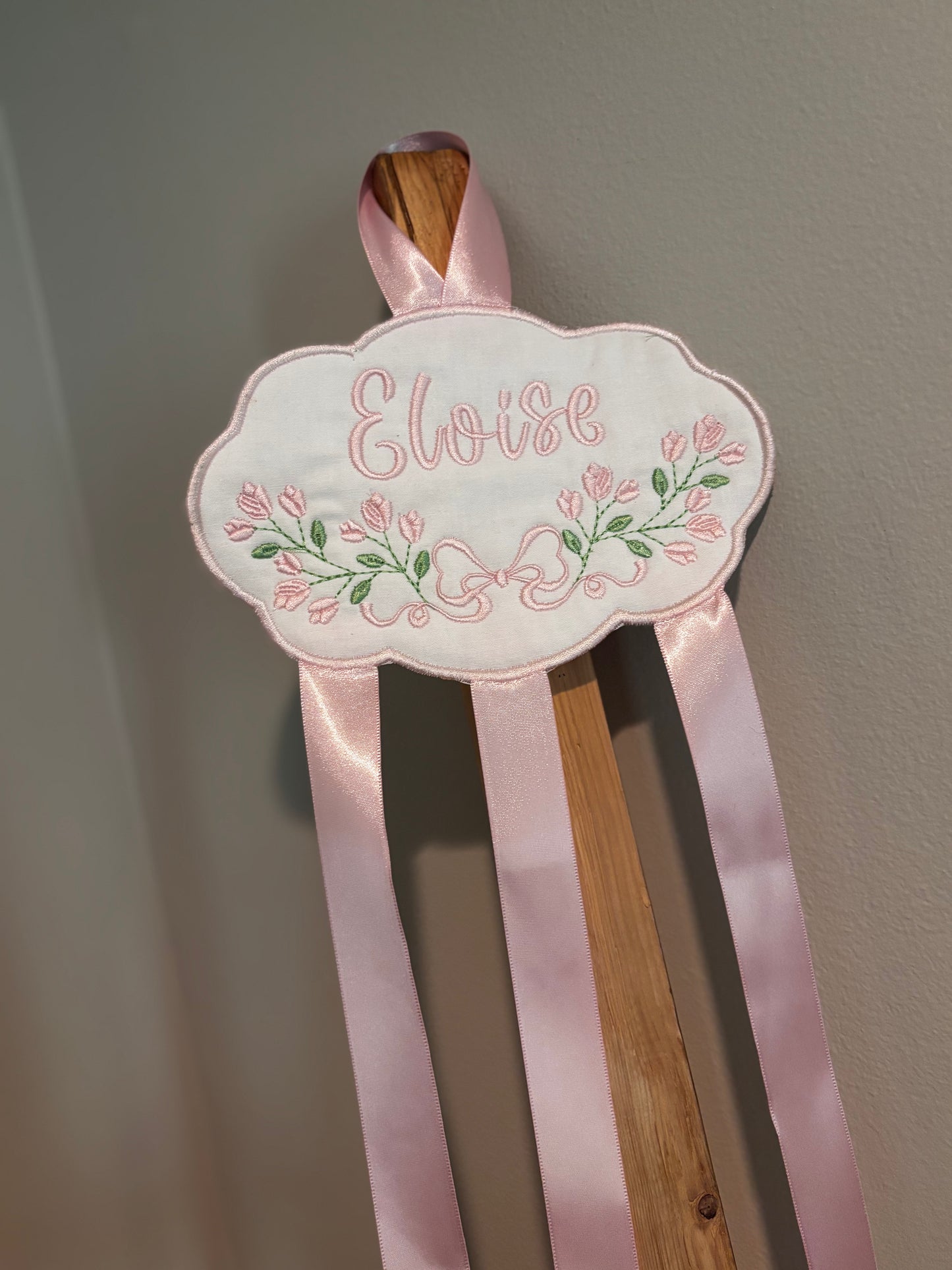 Custom embroidered bow holders
