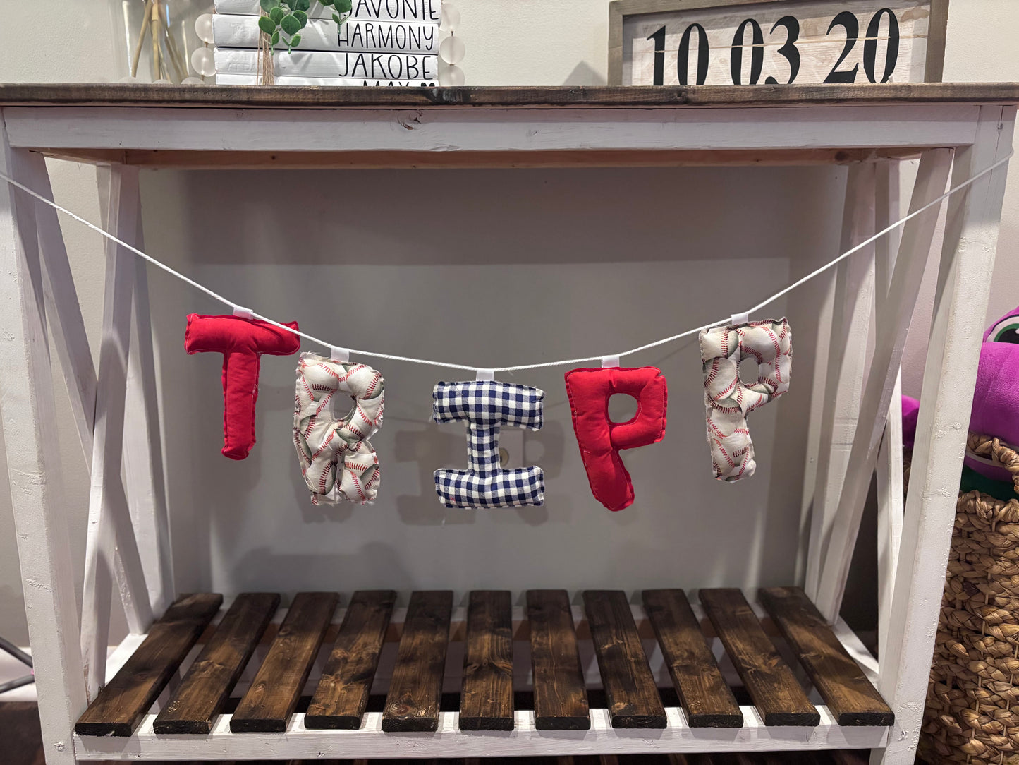 Custom sewn bubble name letters