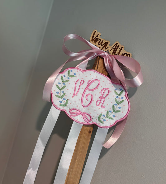 Custom embroidered bow holders