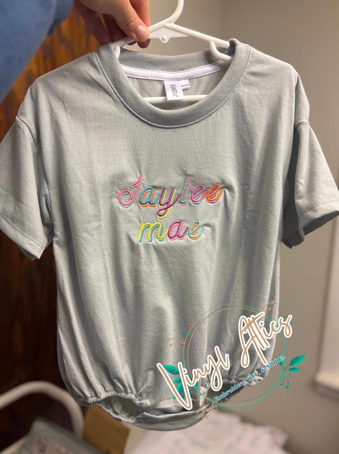 Double stack name embroidered bubble